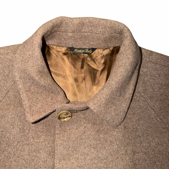 VTG Battaglia Italian Cashmere Wool Herringbone Trench Pea Overcoat 40R Mint - Picture 5 of 10